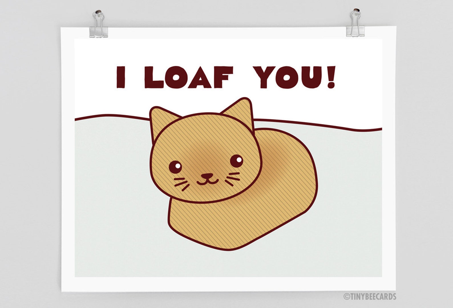 I Loaf You Cat Art Print bread cat loaf cat funny art Etsy