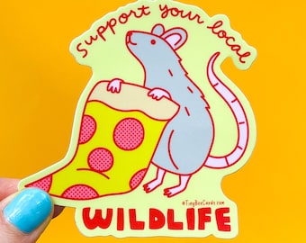 Pizza Rat Vinyl Sticker - Support Your Local Wildlife, Subway Rat New York Decal