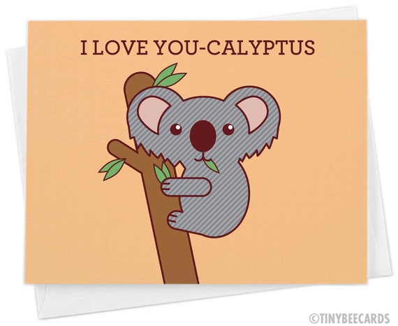 Ich Liebe Dich Calyptus Karte Susse Koala Tier Pun Karte Etsy