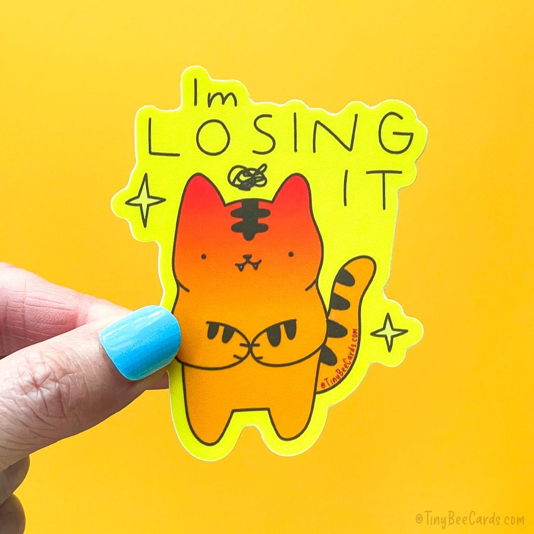 Losing Control Sticker Losing It Stressed Out Tiger Cat Vinyl Sticker - Etsy