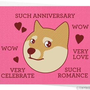 Doge Card "Such Anniversary" - Funny Anniversary Card, Cute Card, Shiba Inu, Shibe Doge, Shibe Card, Cute Dog Card, Animal Card