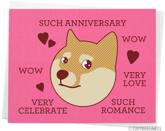 Doge Card "Such Anniversary" - Funny Anniversary Card, Cute Card, Shiba Inu, Shibe Doge, Shibe Card, Cute Dog Card, Animal Card