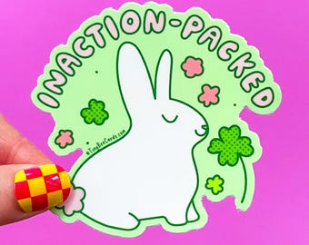 Inaction Packed Bunny Vinyl Sticker