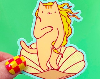 Birth Of Venus Cat Classic Art Vinyl Sticker