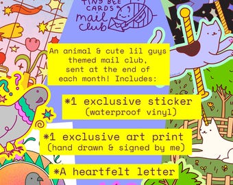 Sticker & Art Print Animal Themed Monthly Snail Mail Club Subscription