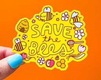 Save The Bees Donation Vinyl Sticker - Pollinators and Bug Lover Gift