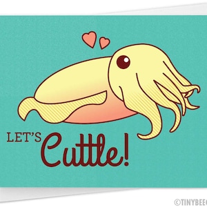 Funny Love or Anniversary Card "Let's Cuttle!" - Cuttlefish Love Card, for Boyfriend Girlfriend Husband Wife or Significant Other, Valentine