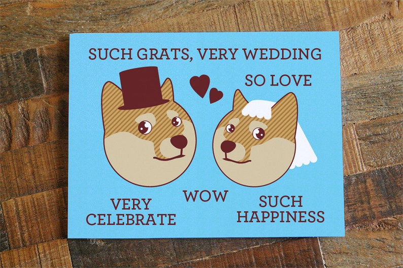 Funny Wedding Card Doge Such Grats, Very Wedding Funny Card, Internet Meme, Humorous Card, Shibe Congratulations, geeky nerd marriage image 2