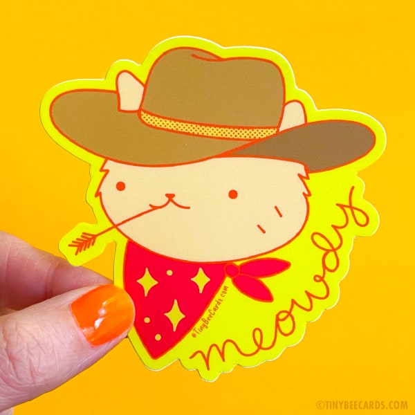 Meowdy westerse cowboy kat vinyl sticker