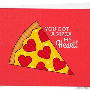 Pizza Love Card - Pizza pun card, pizza my heart, pizza greeting card, anniversary card, romantic card, valentines day card, funny pun card