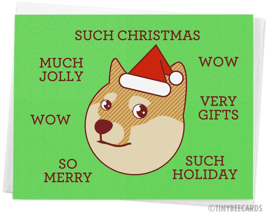 Funny Christmas Card, Doge such Christmas Funny Holiday Card, Cute Shiba Inu Card, Shibe Doge 