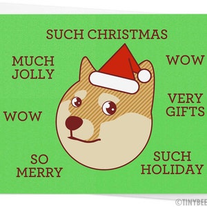 Funny Christmas Card, Doge &quot;Such Christmas&quot; - Funny Holiday card, Cute Shiba Inu Card, Shibe Doge, Geek Card, Nerd Card, pop culture card