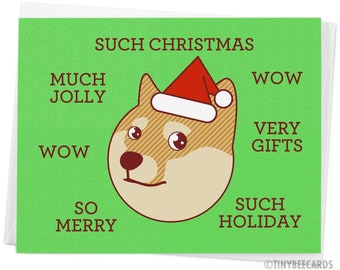 Funny Christmas Card, Doge "Such Christmas" - Funny Holiday card, Cute Shiba Inu Card, Shibe Doge, Geek Card, Nerd Card, pop culture card