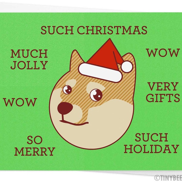 Funny Christmas Card, Doge "Such Christmas" - Funny Holiday card, Cute Shiba Inu Card, Shibe Doge, Geek Card, Nerd Card, pop culture card