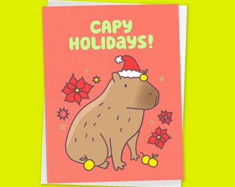 Capybara Christmas Card "Capy Holidays"