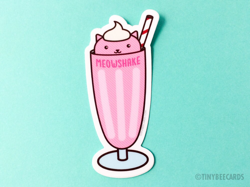 Cat Milkshake Vinyl Sticker Meowshake kawaii cat Etsy
