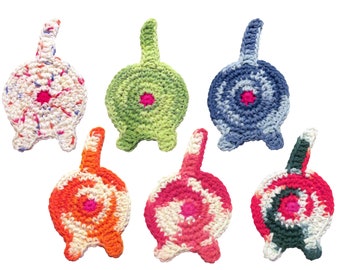 Cat Butt Coasters, Set of 6, Cotton, Assorted Fun Colours - Handmade Crochet