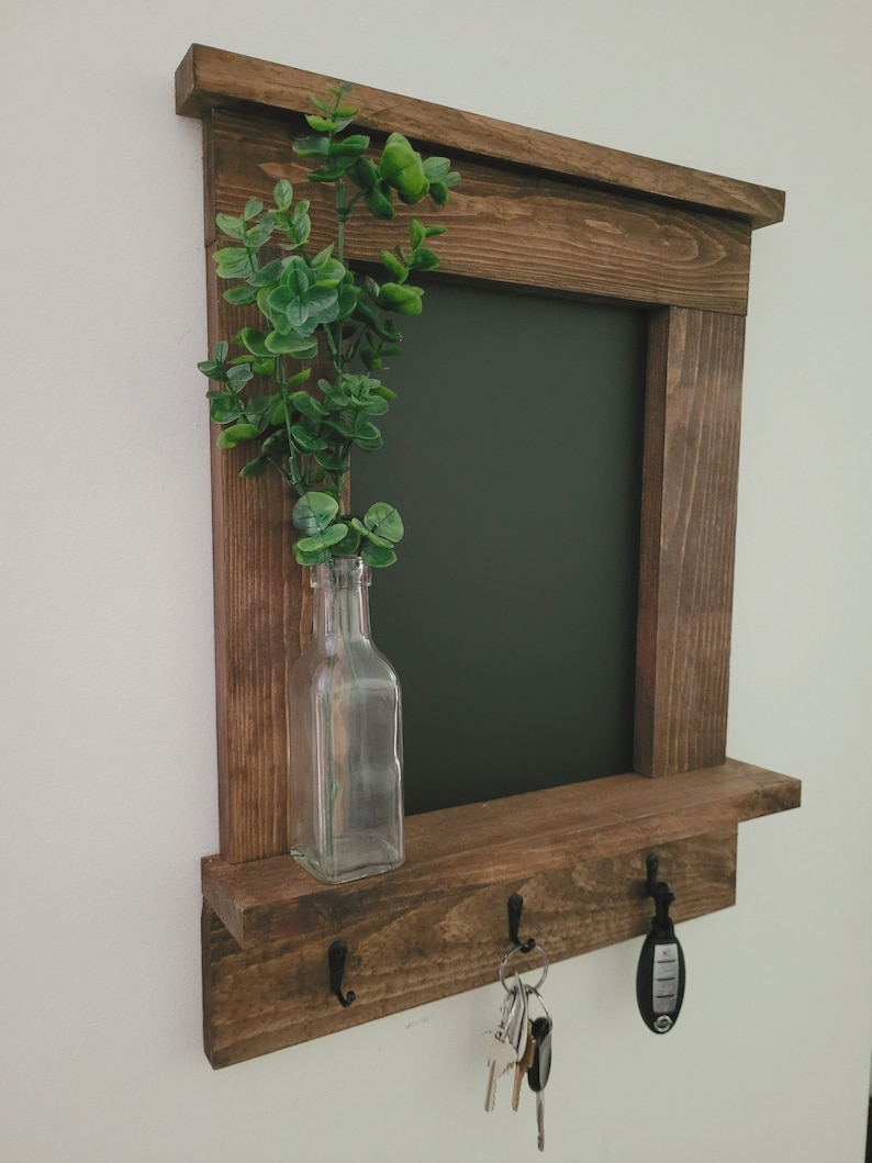 Chalkboard Walnut Chalkboard Wall Organizer Farmhouse Etsy