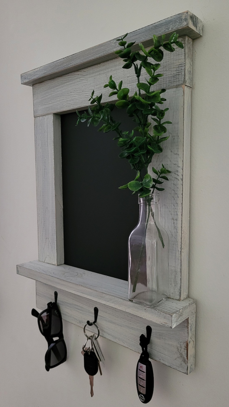 Chalkboard Whitewashed Chalkboard Wall Organizer Farmhouse Etsy