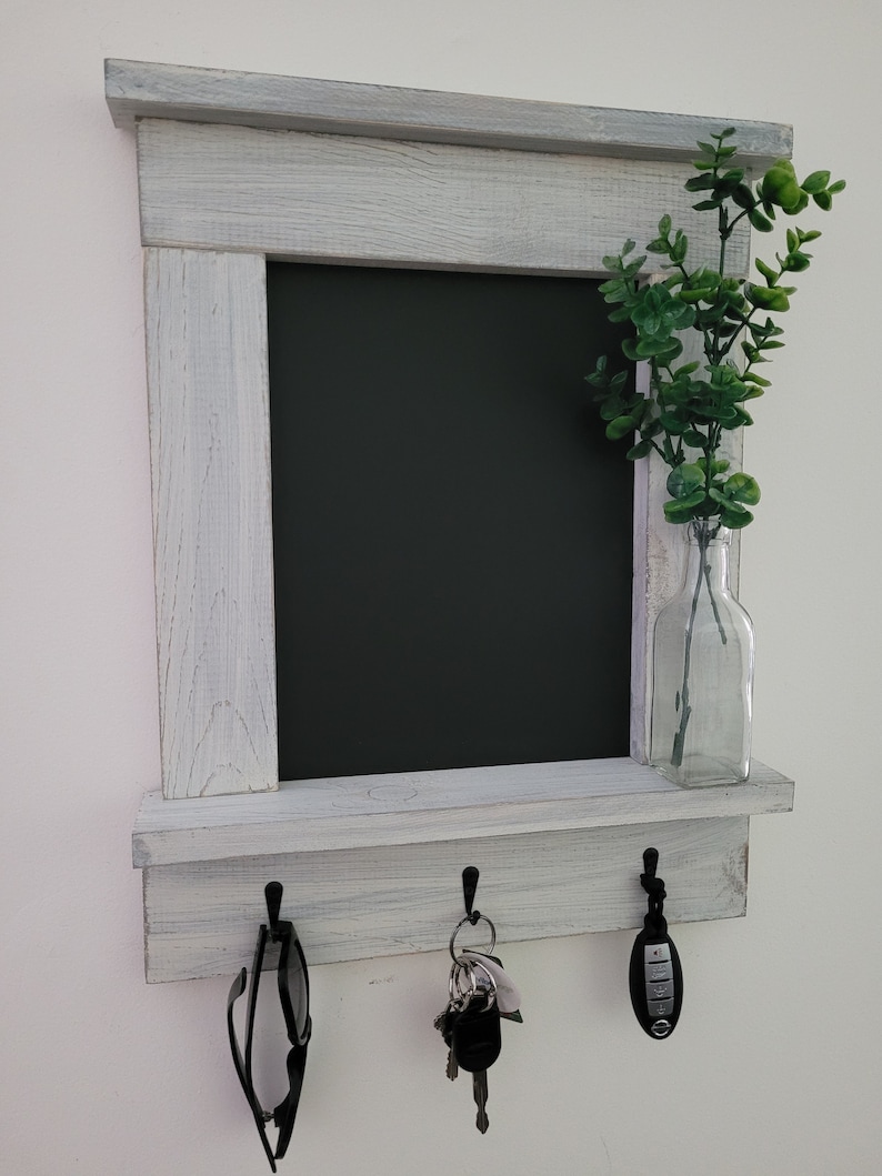 Chalkboard Whitewashed Chalkboard Wall Organizer Farmhouse Etsy