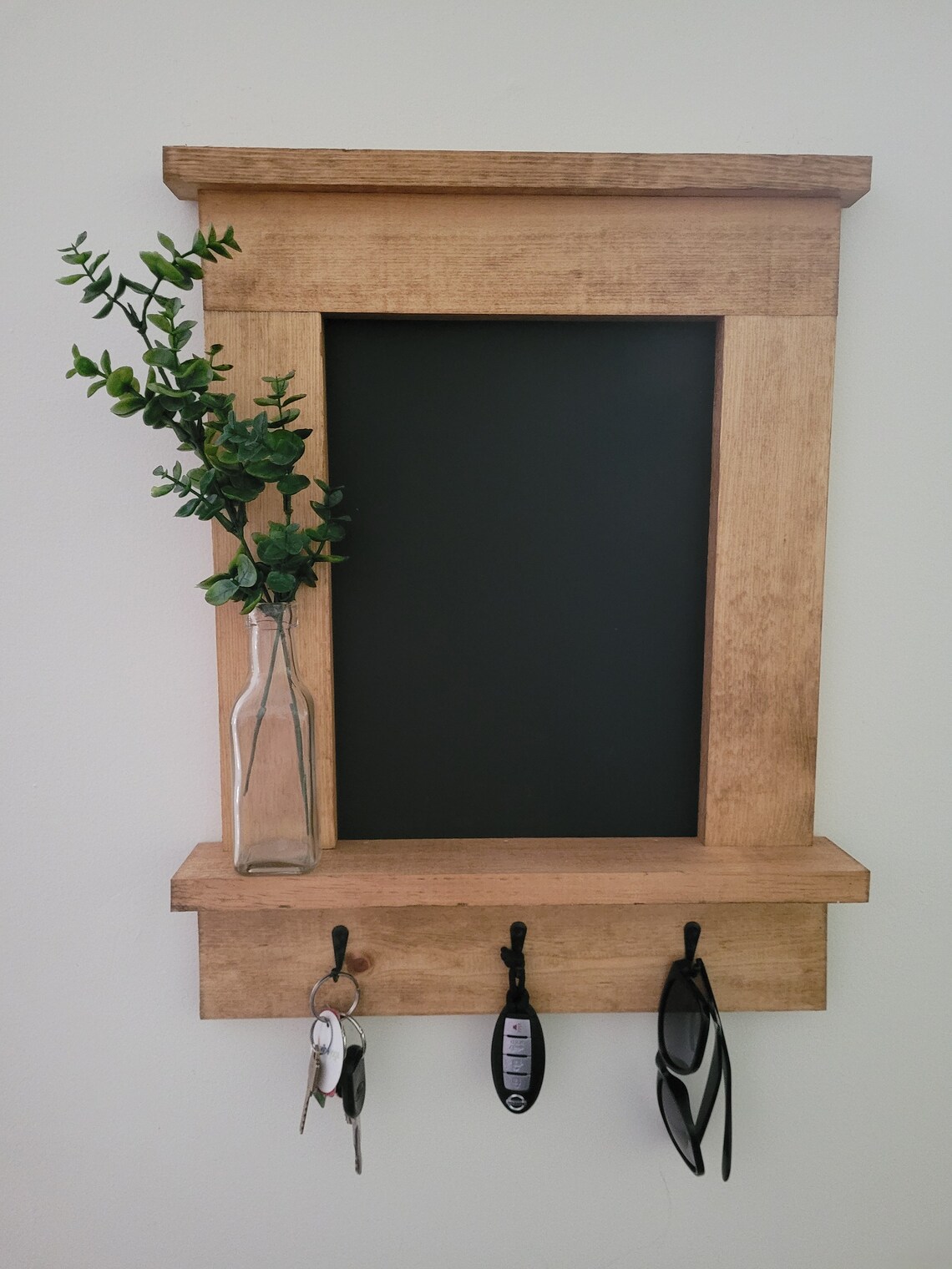 Chalkboard Oak Chalkboard Wall Organizer Farmhouse Etsy