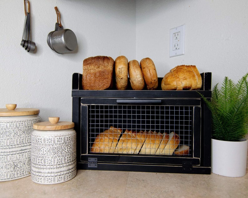 Breadbox, Chicken wire box, Decorative box, Farmhouse box, Counter decor, Cubby, Cupboard, Kitchen image 1