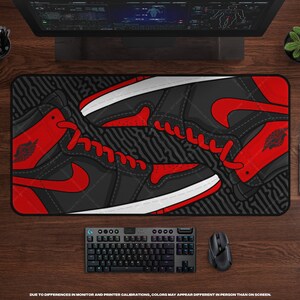 Retro Ones Gaming Desk Mat Hypebeast Sneaker Decor, XL MousePad, Large Gaming Mousepad, Mousepad XXL, Extra Large Desk Pad, Sneakerhead BRED