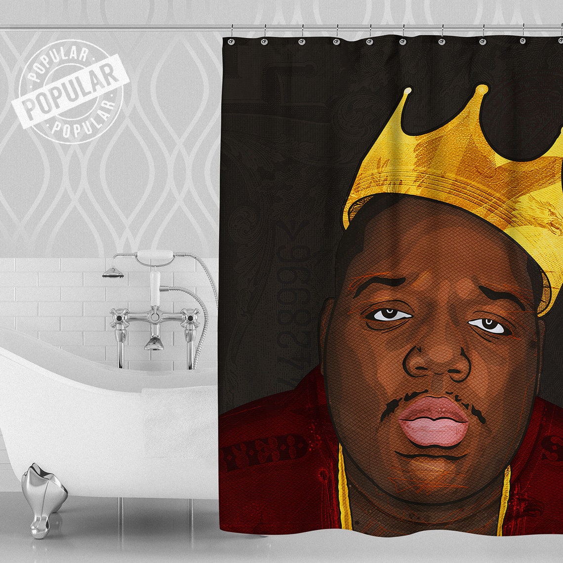 King of New York Shower Curtain Hiphop Rapper Drawing Fan Etsy