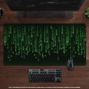 Unplug Desk Mat XL Gaming Mouse Pad, Large Mousepad, Extended Mousepad, Falling Matrix Code, Movie Theme Decor, Sci-fi Movie Lovers image 1