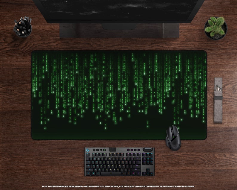 Unplug Desk Mat XL Gaming Mouse Pad, Large Mousepad, Extended Mousepad, Falling Matrix Code, Movie Theme Decor, Sci-fi Movie Lovers image 1