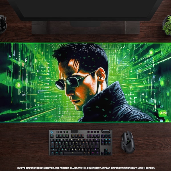 Neo's Revolution LED XL Gaming Mouse Pad • Large RBG Mousepad, Backlight Mousepad, Matrix Inspired, Movie-Themed, Sci-Fi, Futuristic, Neon