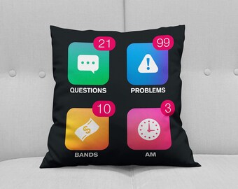 99 Problems Throw Pillow • Case + Stuffing • Hip-Hop Home Decor • Hypebeast Bedroom, Living Room, Home Office Accessories