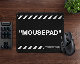 Black & White MOUSEPAD Quotes Gaming Mouse Pad • Stripes, Japanese Kanji, Streetwear Inspired, Hypebeast Decor, Gamer Desk Accessories