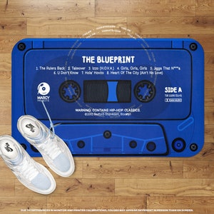 Blueprint Plush Mat • Brooklyn New York, Rap Cassette, Music Home Accessories, Hip-Hop Bedroom, Bathroom Decor, Gift for Hip-Hop Lover