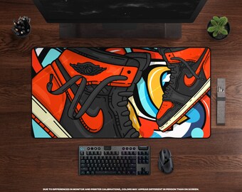 Graffiti Shattered Ones Desk Mat • XL Gaming Mouse Pad, Large Gaming Mat, Mousepad XXL, Sneakerhead, Sneaker Decor, Desk Accessories