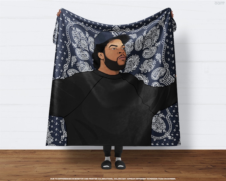 Doughboy Blanket 1990s, Movie Decor, Gangster Movies, Guns, Boyz in the Hood, Blue Bandana, Hip-Hop, Rapper, Urban Home Decor, Music Room image 1