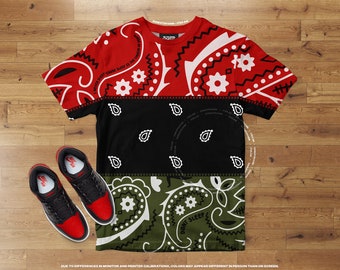 RBG Bandana Print T-Shirt • Red Black Green, Revolutionary Gangster, Streetwear, Hypebeast, Unisex, Plus Size Tees