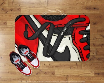 Chicago Plush Mat • Hypebeast Streetwear Home Decor • Retro Ones Sneaker Decor • Sneakerhead Bedroom or Bathroom Accessories