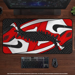 Retro Ones Gaming Desk Mat Hypebeast Sneaker Decor, XL MousePad, Large Gaming Mousepad, Mousepad XXL, Extra Large Desk Pad, Sneakerhead Chicago