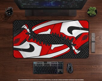 Retro Ones Gaming Desk Mat • Hypebeast Sneaker Decor, XL MousePad, Large Gaming Mousepad, Mousepad XXL, Extra Large Desk Pad, Sneakerhead