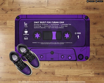 Purple Tape Plush Mat • New York Rap • Streetwear Home Accessories • Music Studio Room Ideas • Hip-Hop Bedroom and Bathroom Decor