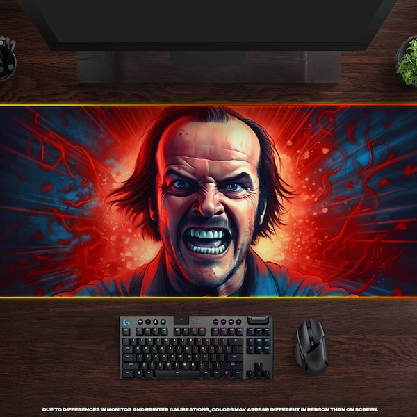 Jack's Madness LED XL Gaming Mouse Pad • Shining Inspired, Overlook Hotel, Redrum, Large Backlight RBG Mousepad, Thriller, Horror Movie