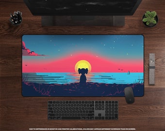 Sunset Solitude Desk Mat • XL Gaming Mousepad, Hypebeast Themed Office Decor, Street Art Inspired, Beach Vibes, Stylish Desk Accessory