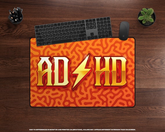 ADHD Large Desk Mat Focus, Anxiety, Mental Health, Parody Rock Band, XL  Gaming Mouse Pad, Extended Large Mousepad, Cool Desk Accessories -   Denmark