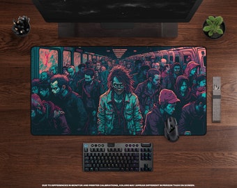 Subway Zombie Apocalypse Gaming Mouse Pad • Anime, Horror, XL Desk Mat, Large Gamer Desk Pad, Gift for Gamer, Cool Desk Accessories