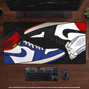 Retro Ones Gaming Desk Mat Hypebeast Sneaker Decor, XL MousePad, Large Gaming Mousepad, Mousepad XXL, Extra Large Desk Pad, Sneakerhead UNLA