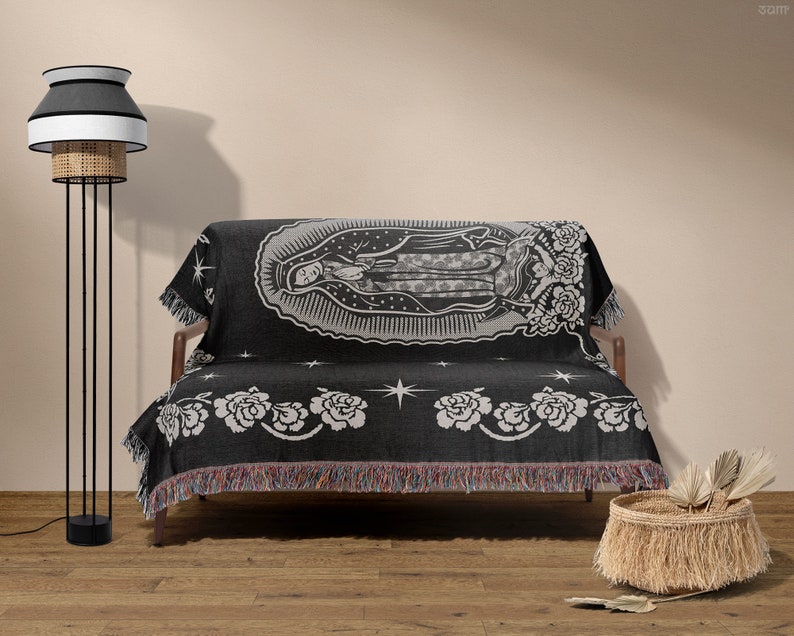 Our Lady of Guadalupe Virgin Mary Woven Throw Blanket Wall Tapestry