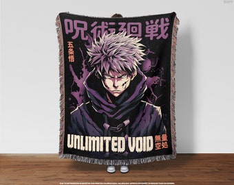 Unlimited Void Anime Woven Blanket •  Anime Wall Tapestry, Bedroom Throw Blanket, Gift for Anime Lovers, Manga, Japanese, Kanji