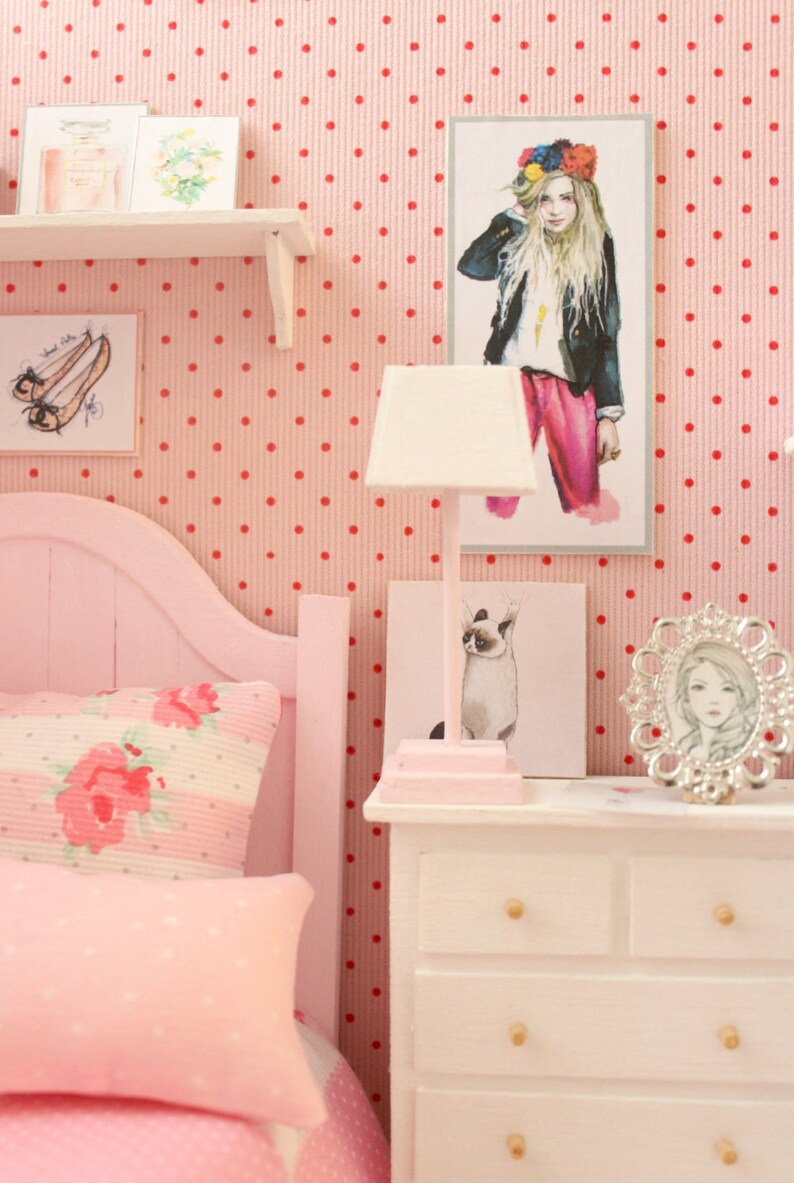 Bedroom OOAK Diorama Pink Kaleidoskope Blythe/Pullip/BJD/Pure Neemo/Lati/Pukifee/Yosd/Odeco/Enyo/Holala image 3