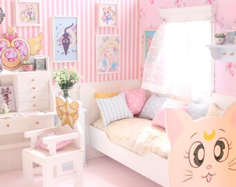 Doll Bedroom Diorama-"Sailor Moon" OOAK Lati/Pukifee/Middie Blythe/Odecco/Nikki/MonsterHigh/Licca/Enyo